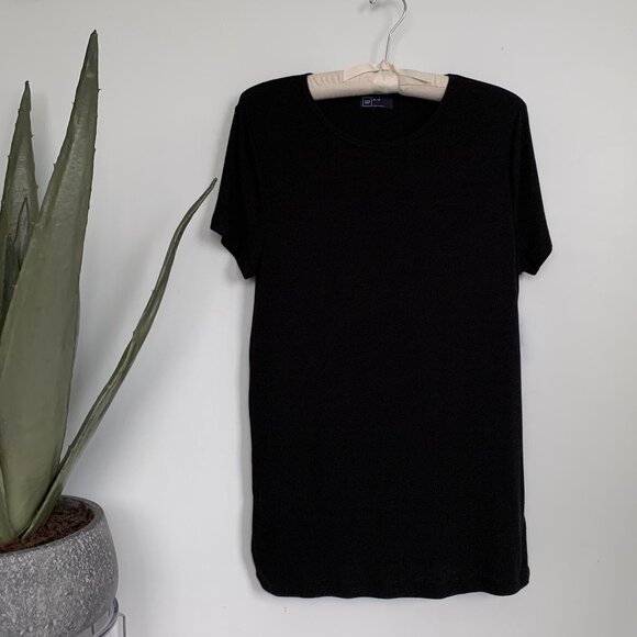 GAP luxe long modal fine ribbed short sleeve crewneck t-shirt black XL - Picture 5 of 9